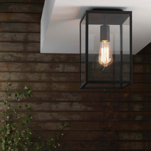 Homefield Ceiling Glass Light in Textured Black E2, Astro Lighting, Astro Porch Lights