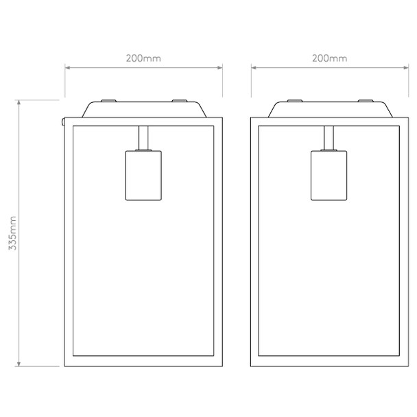 Homefield Ceiling Glass Light in Textured Black E2, Technical Drawing