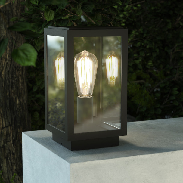 Homefield Pedestal Outdoor Light Textured Black Garden Installation