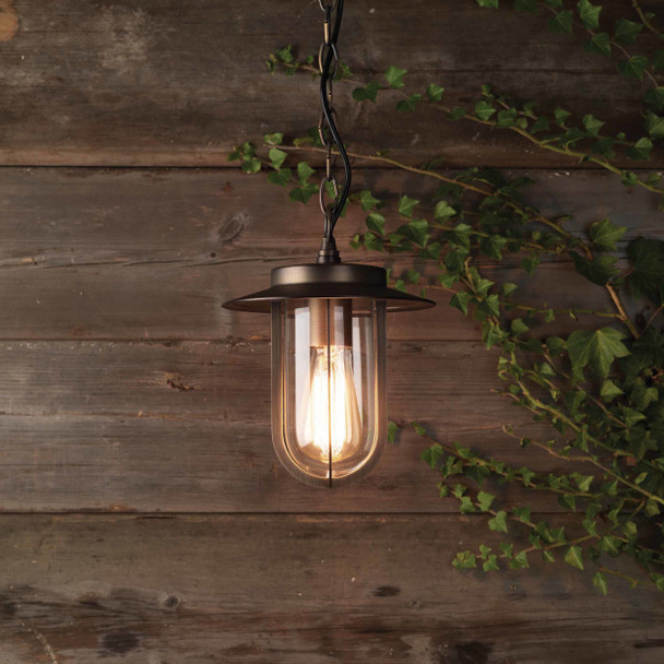 Montparnasse Pendant Porch Light with Glass Shade Outdoor Installation