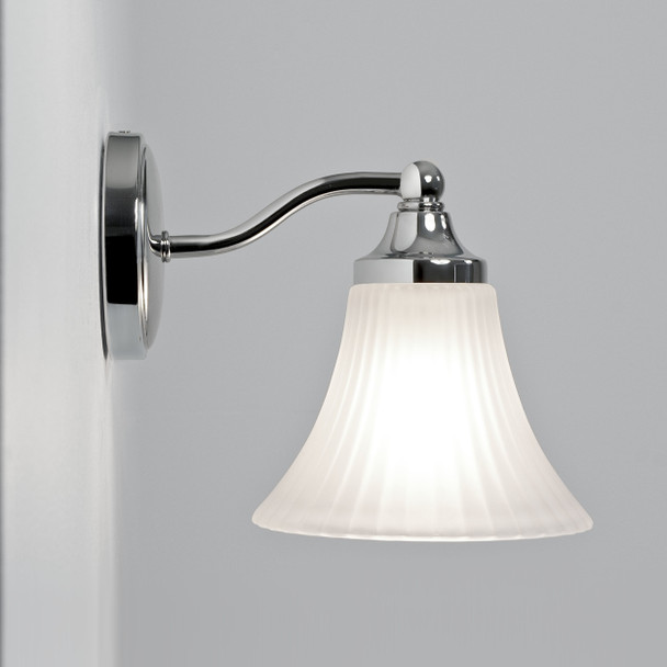 Nena in Polished Chrome White Glass Shade Wall Light Side