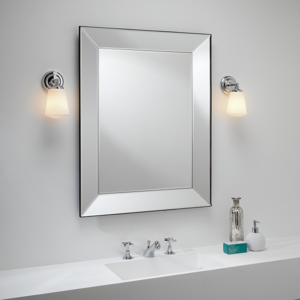 Anton in Polished Chrome Bathroom Square Mirror Installation