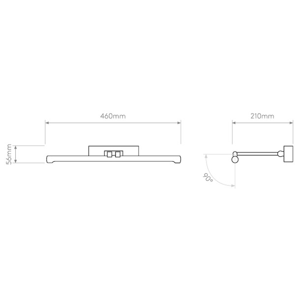 Goya 460 LED Picture Light Grey Technical Drawing