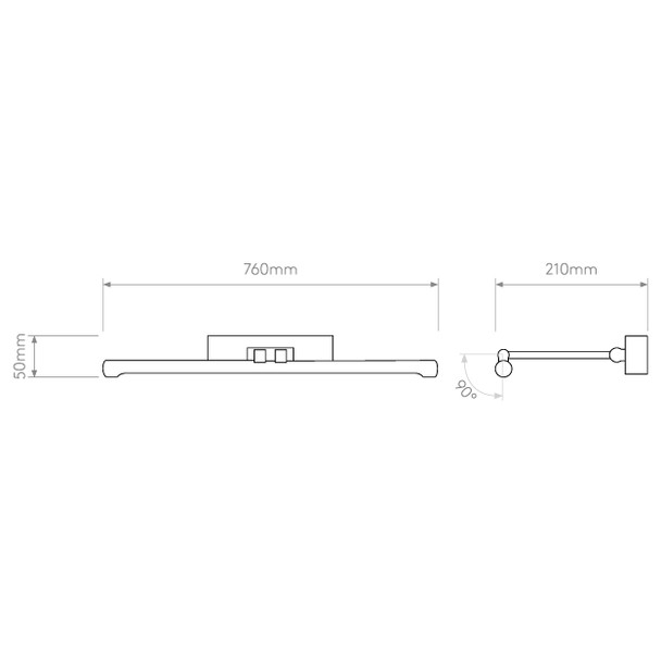 Goya 760 LED Large Picture Light Technical Drawing