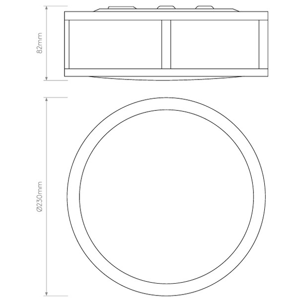 Mashiko 230 Round Bathroom Flush Ceiling Light IP44 Technical Drawing