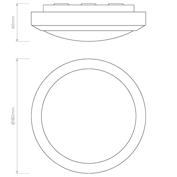 Dakota 180 in Polished Chrome Wall and Ceiling Bathroom Light Technical Drawing