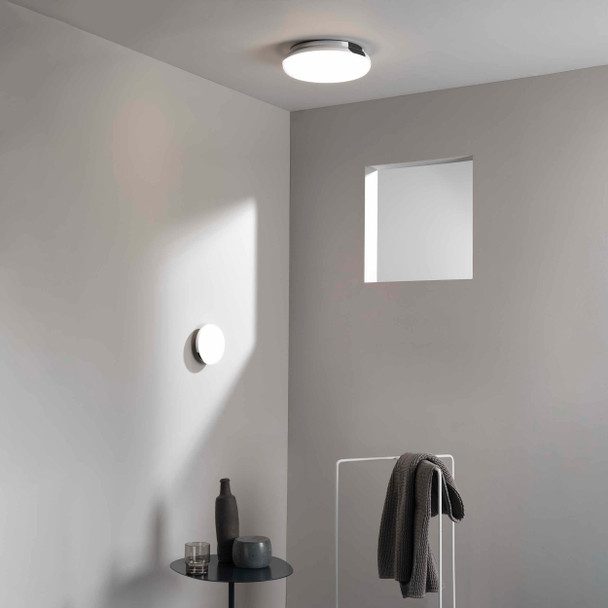 Altea 300 in Polished Chrome Flush Ceiling Light Bathroom Installation