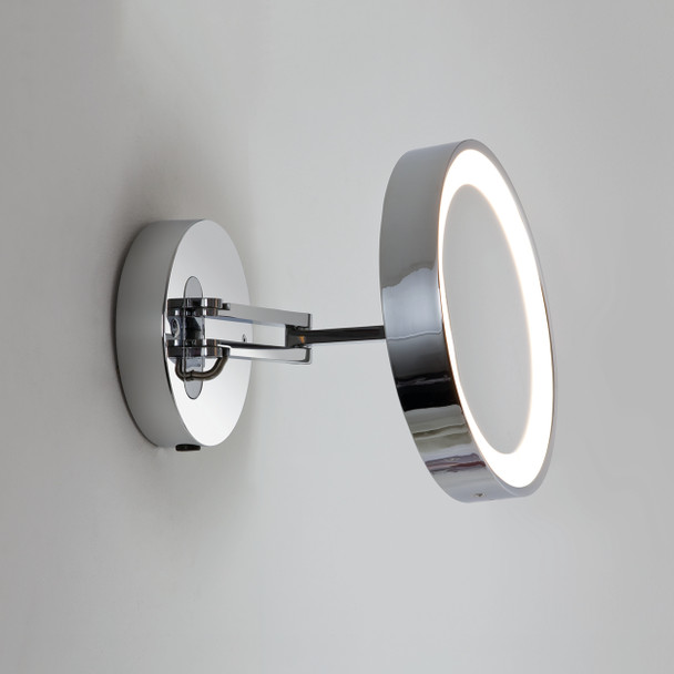 Catena LED Round Bathroom Mirror in Polished Chrome, unfolded. Astro Bathroom Mirror Light. Astro Bathroom Lighting.
