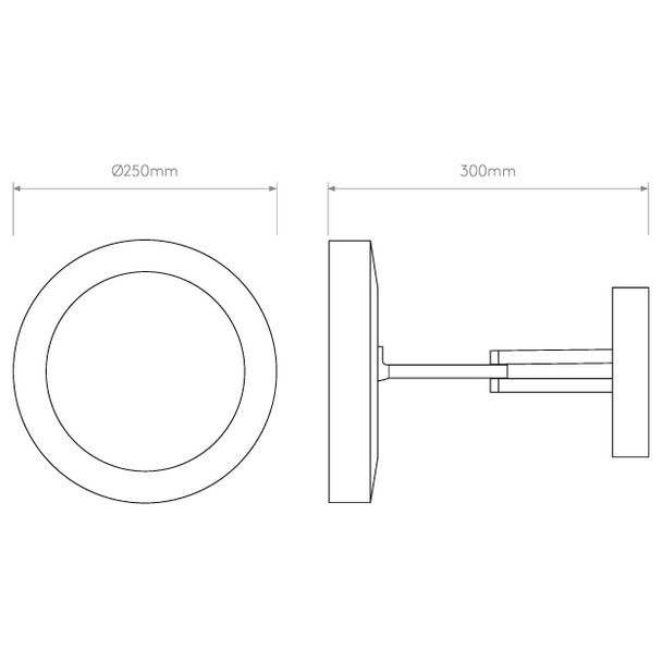 Catena LED Round Bathroom Mirror Technical Drawing. Astro Bathroom Lighting