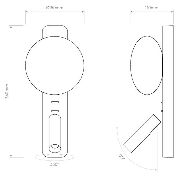 Zeppo Reader in Matt White Dual Light Source LED Wall Light