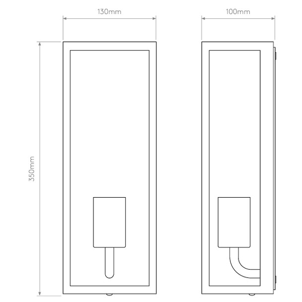 Messina 130 Glass Lantern Wall Light Technical Drawing, Astro Wall Lighting