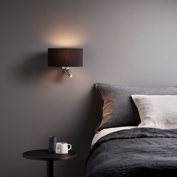 Napoli Reader LED Reading Wall Light in Matt Nickel Hotel Room Installation adrk Interior