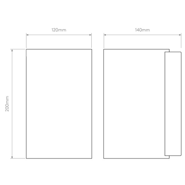 Cyl 260 in White Glass Wall Light Technical Drawing