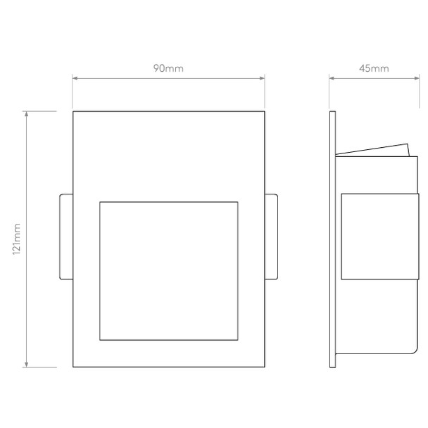 Borgo 90 LED 2700K Low Level Wall Light Technical Drawing