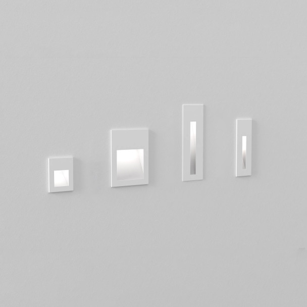 Range of Low Level Wall Light, different sizes and shapes, switched on, bathroom wall lights