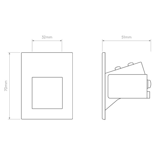 LED 2700K Low Level Wall Light technical drawing