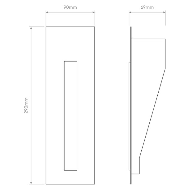 Borgo Trimless 200 LED Low Level Wall Light Technical Drawing