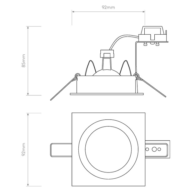 Taro Square Downlight (1240014) Technical Drawing