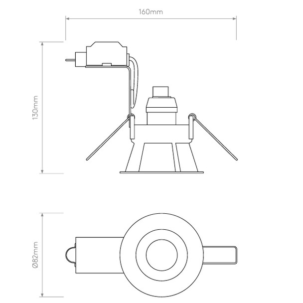 Minima Round Fixed Downlight with Slim Trim Technical Drawing