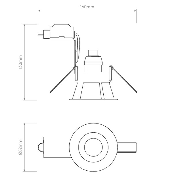 Minima Round Fixed Downlight with Slim Trim Technical Drawing