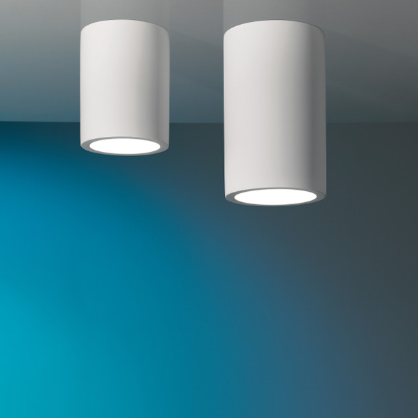 Osca Round 140 Surface Mounted Spotlight in Plaster Blue Interior Ceiling Installation