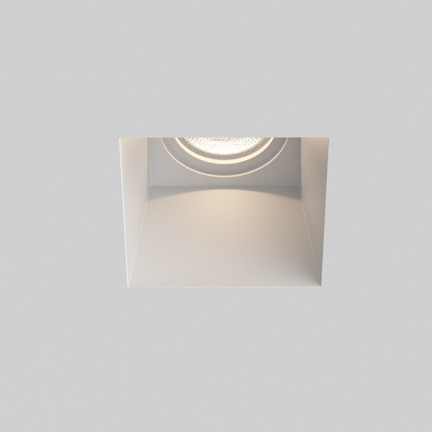 Blanco Square Fixed Plaster Recessed Downlight GU10 Switched On