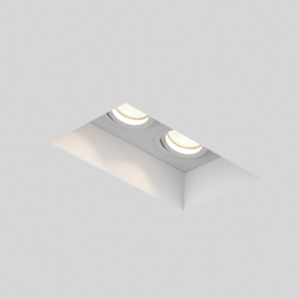 Blanco Twin Adjustable Plaster Recessed Downlight Switched On