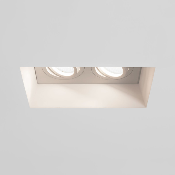 Blanco Twin Adjustable Plaster Recessed Downlight Switched On
