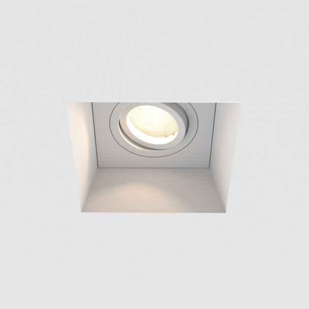 Blanco Square Adjustable Plaster Recessed Downlight Switched On