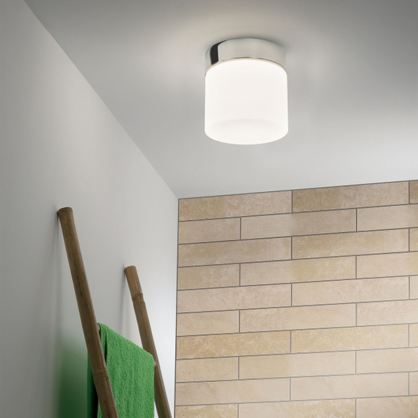 Sabina Surface Mounted Ceiling Light in Polished Chrome Semi Flush Light Bathroom Installation
