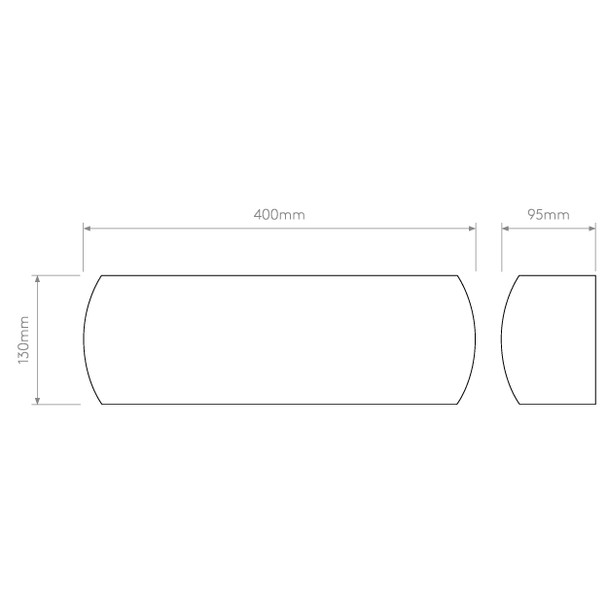 Milo 400 Wall Up and Down Light in Ceramic, Wall Washer Light Technical Drawing