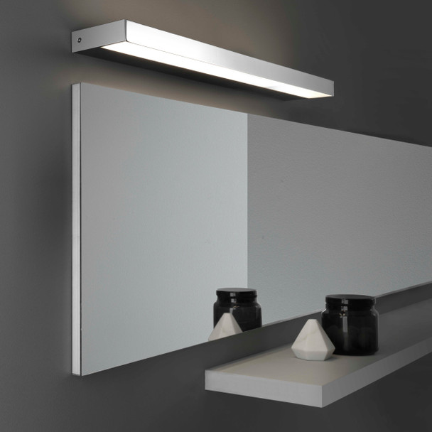 Axios 900 LED Bathroom Mirror in Polished Chrome Bathroom Above the Mirror Installation