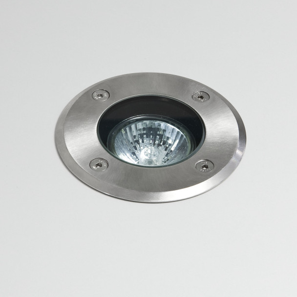 Gramos Round Outdoor Ground Light IP65 Chrome Finish, Decking Light