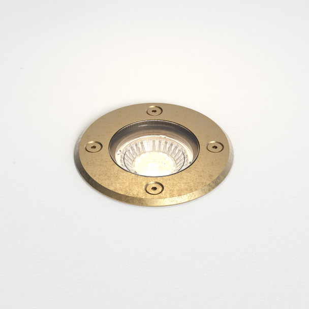 Gramos Round in Solid Brass Outdoor Ground Light IP65