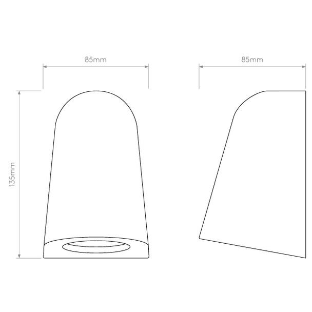 Mast Light Downward Exterior Wall Light IP65 Technical Drawing