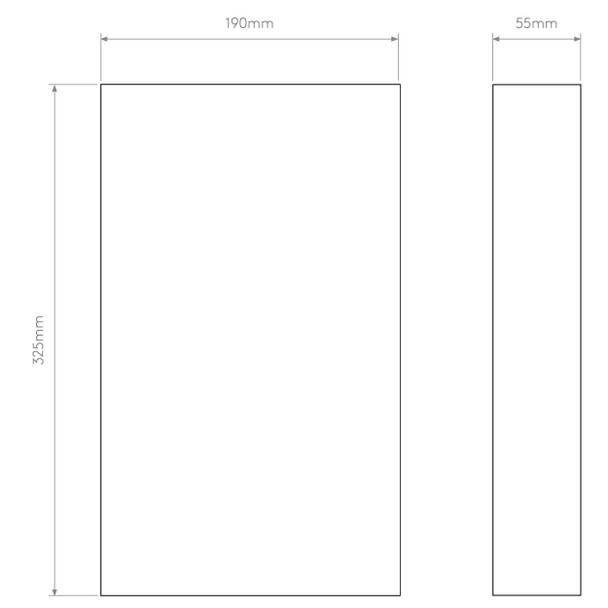 Rio 190 LED 1-10V Up and Down Wall Light in Plaster Technical Drawing