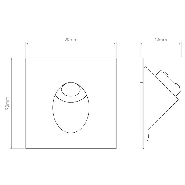Trimless LED Low Level Oval Recessed Lights Technical Drawing