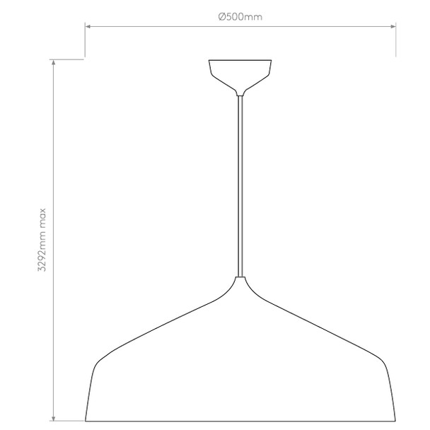 Ginestra 500 Interior Metal Shade Pendant Light Technical Drawing. Astro Pendant Lights.