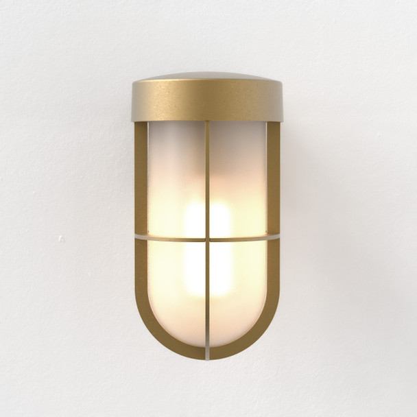 Cabin Wall Frosted in Antique Brass Outdoor Porch Light