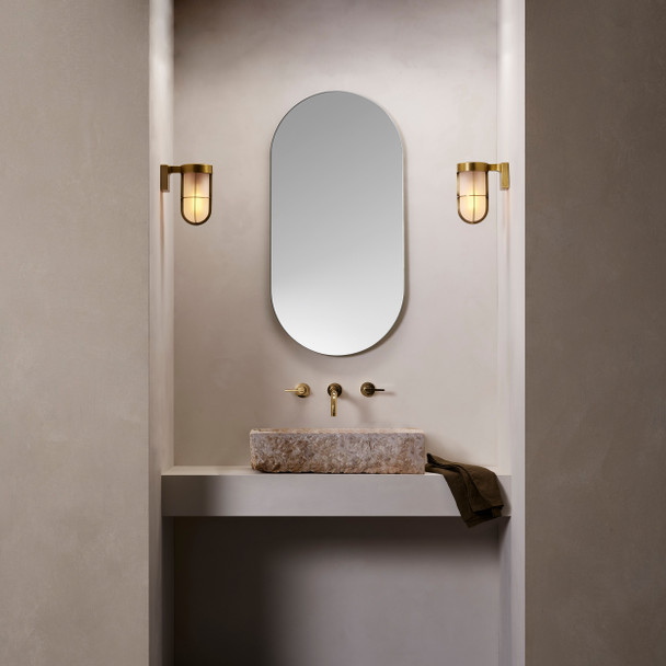 Modern Lantern Wall Light IP44, Bathroom Light by the Mirror Installation.