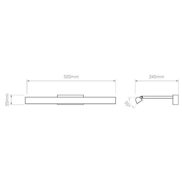 Renoir 520 Contemporary Picture Light Technical Drawing