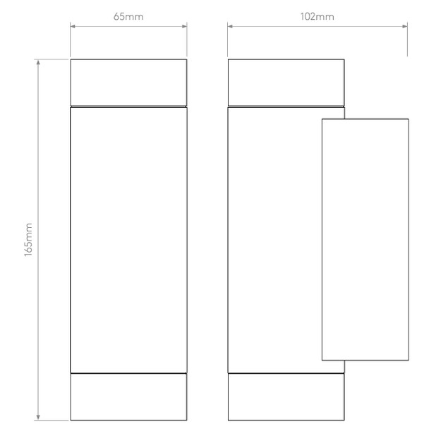 Dartmouth Twin Up and Down Exterior Light Technical Drawing, Astro Exterior Lighting