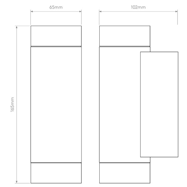 Dartmouth Twin Up and Down Exterior Light Technical Drawing, Astro Exterior Lighting