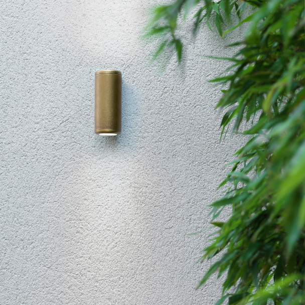 Astro Jura Twin in Solid Brass wall washer light Installed Outdoor