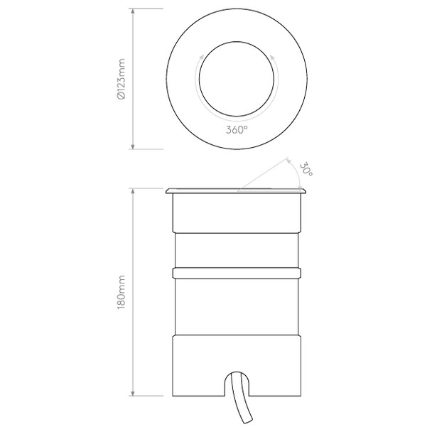 Cromarty 120 LED in Brushed Stainless Steel Drawing