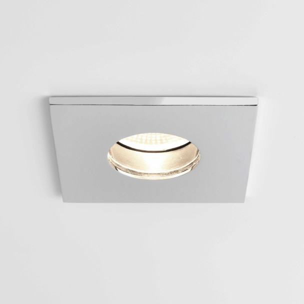 Obscura Square Bathroom Downlights IP65, switched on, Astro Bathroom Downlight