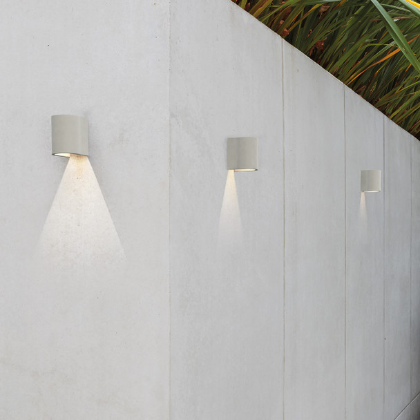 Dunbar 120 LED Exterior Wall Light in Matt Concrete, Exterior Wall Installation