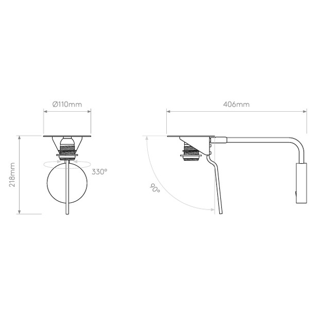 Mitsu Swing Arm in Bronze Switched Reading Wall Light