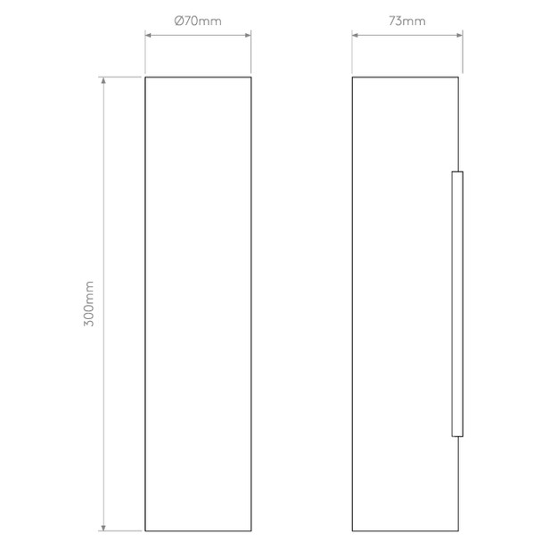 Yuma 300 LED Up and Down Bathroom Light Technical Drawing