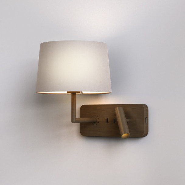 Side by Side Grande USB in Bronze Wall Reading Light